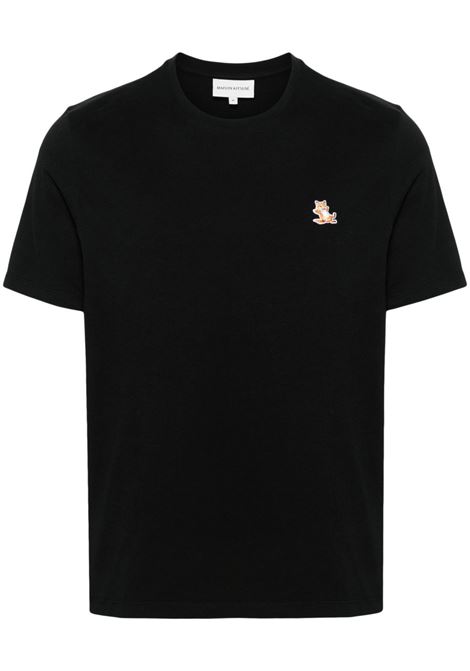 Black Chillax Fox-appliqué T-shirt - MAISON KISTUNE men